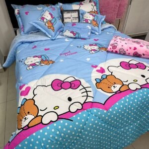 Combo edredon tela cobija + sabanas Hello kitty