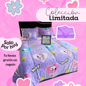 COMBO (EDREDON + SABANAS) SNOOPY LILA